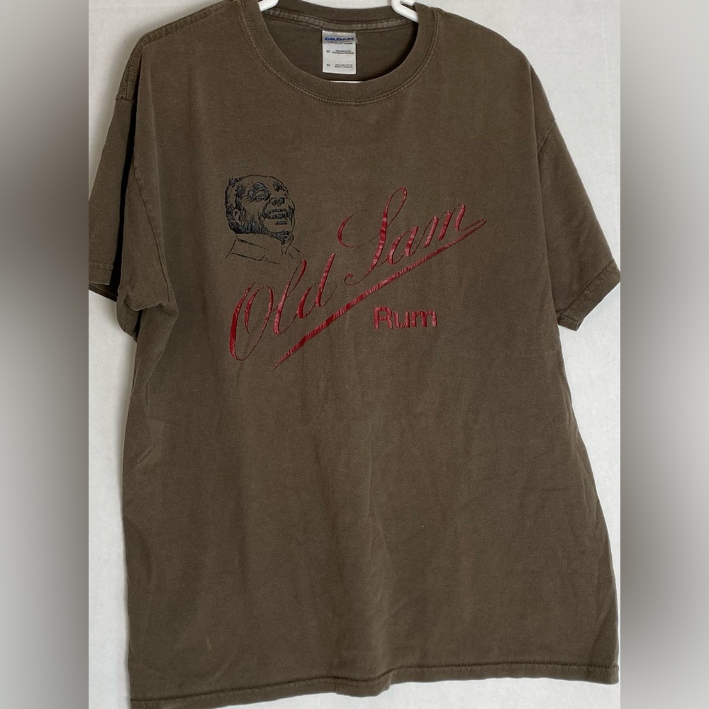 Vintage Old Sam Rum Tee Shirt Original Label Newfoundland Liquor Memorabilia Med